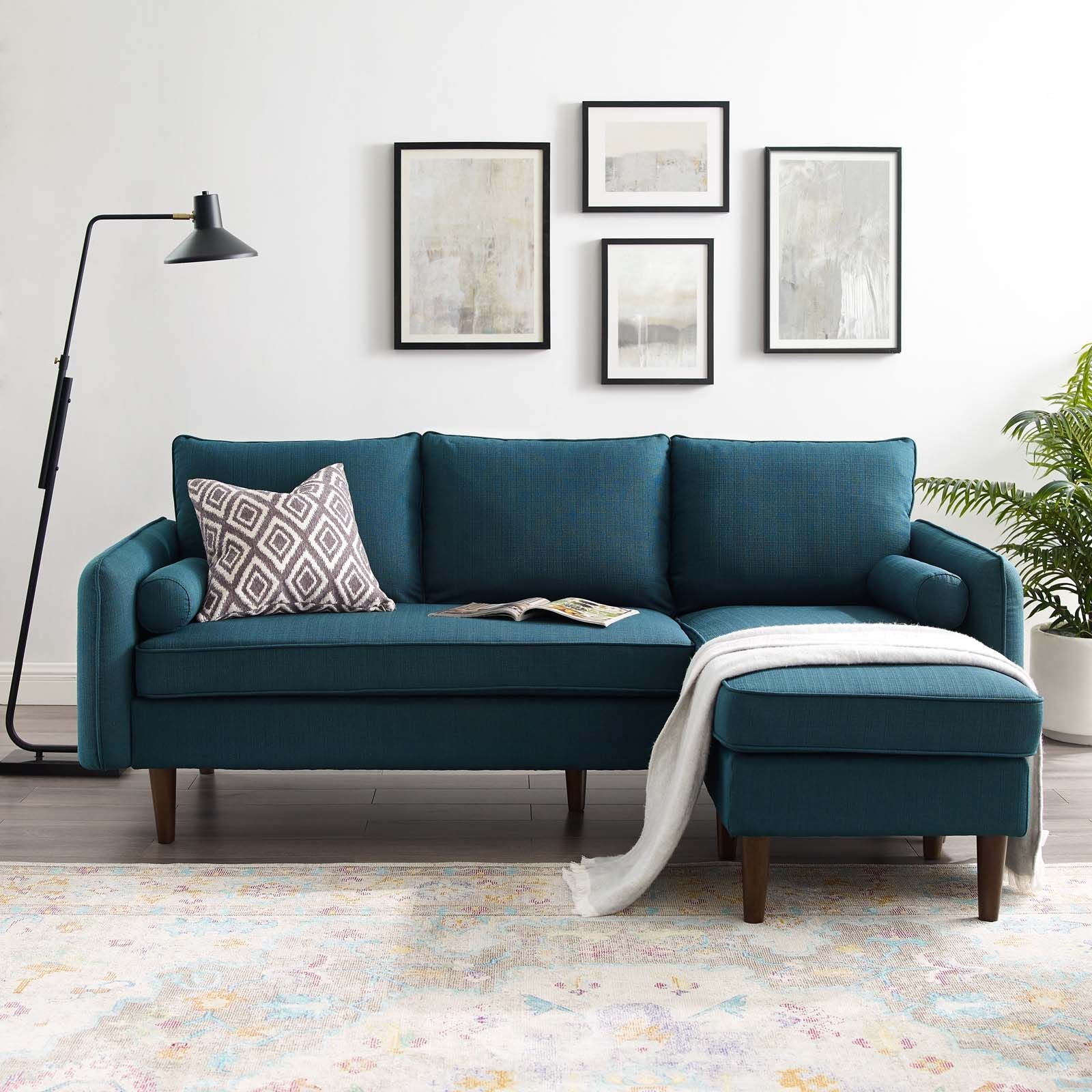 Canapé sectionnel Naples - Tissu bleu marine
